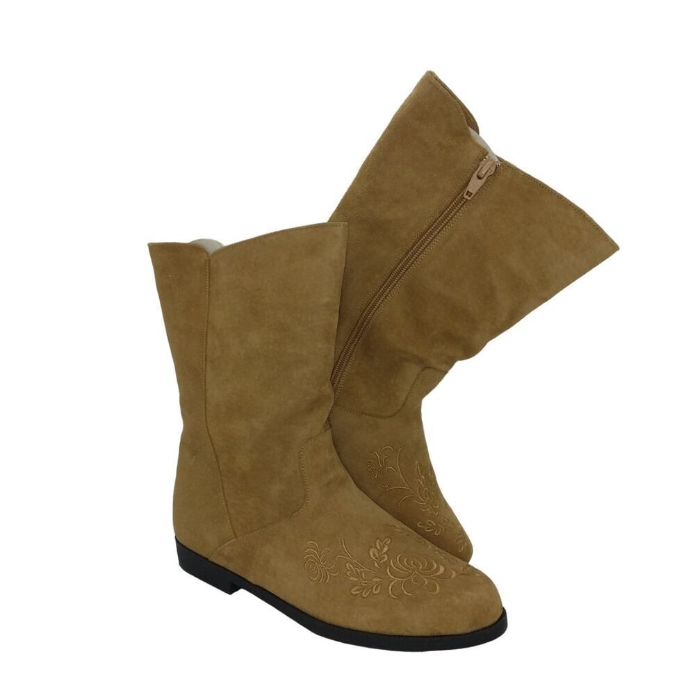 JACK SPRAT Womens Tan Embroidered Leather Boots New w/Tags - Size: 7M